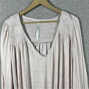 Free People Intimately Bodysuit Womens Large Beige Smockin' And Rockin' Smocked‎